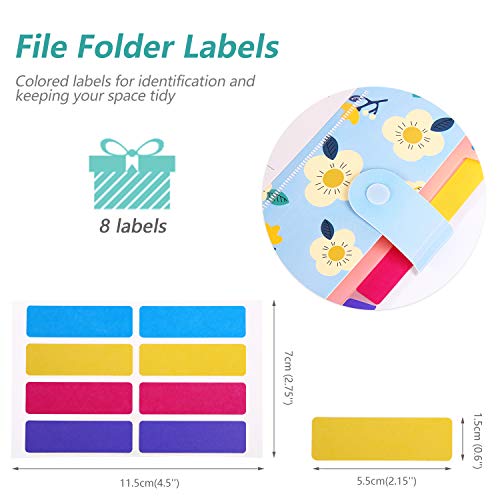 Skydue 4 Pack File Folders with 32 pcs Labels, 5 Pockets Expanding File Folder with Snap Closure A4 Letter Size Accordion Document Organizer for School and Office