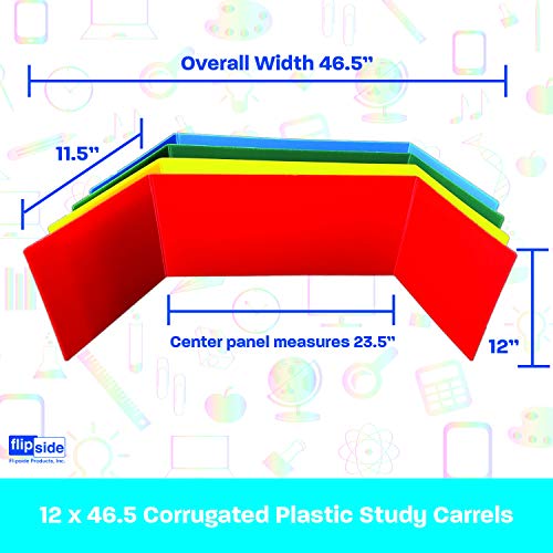 Flipside Tri-fold StudyCarrel Study Carrel, 12 x 46.5, Assorted