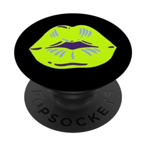 yellow green bright sexy lips popsockets popgrip: swappable grip for phones & tablets popsockets standard popgrip
