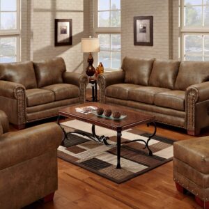 American Furniture Classics Model Buckskin Loveseat love seat Pinto Brown