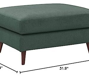 Amazon Brand – Rivet Sloane Mid-Century Modern Ottoman, 31.9"W, Emerald Green