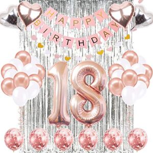 18th birthday decorations banner balloon, happy birthday banner, 18th balloons, number 18 balloons, 18 years old birthday decoration supplies sweet eighteen decorations