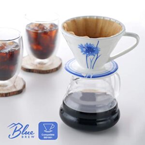 BLUE BREW BB1008 600 ML(20oz), Glass Coffee Server for Pour Over Coffee Maker, Heat Resistant Glass Coffee Carafe