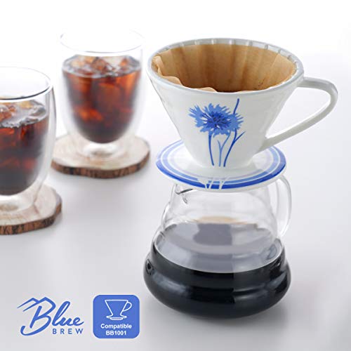 BLUE BREW BB1008 600 ML(20oz), Glass Coffee Server for Pour Over Coffee Maker, Heat Resistant Glass Coffee Carafe