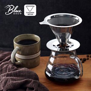 BLUE BREW BB1008 600 ML(20oz), Glass Coffee Server for Pour Over Coffee Maker, Heat Resistant Glass Coffee Carafe