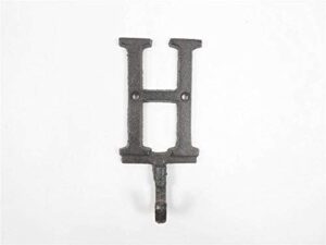 cast iron letter h alphabet wall hook 6" - vintage cast iron - cast iron home d