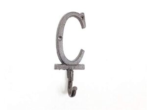 hampton nautical cast iron letter c alphabet wall hook 6" - home wall decor - cast iron theme