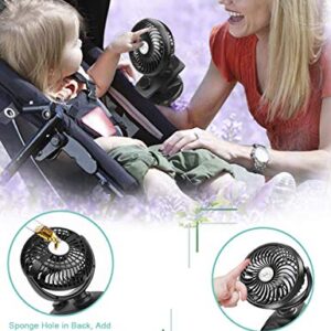 YXwin Stroller Fans Mini USB Desk Clip on Fan, Table Fan 40 Hours(Max) 360° Rotation 5000mAH Rechargeable Battery Operated 4 Speed Quiet Fan for Outdoor/Indoor Baby Car Travel Office Camping Library