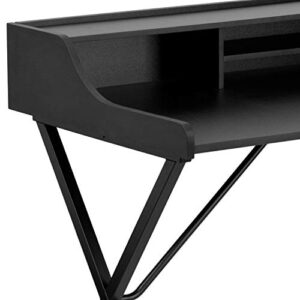 EMMA + OLIVER Black Computer Desk with Top Shelf