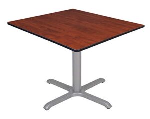 regency via square x-base table, 48", cherry/grey