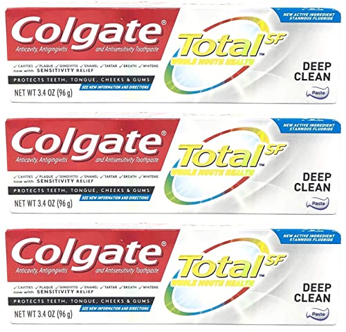 Colgate Total Toothpaste, Deep Clean, Paste 3.4 oz (Pack of 3)