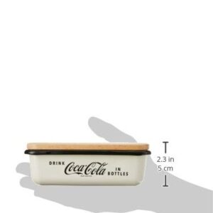 TableCraft's Coca-Cola Enamel Butter Dish with Lid 6.5 x 3 x 2.25", White