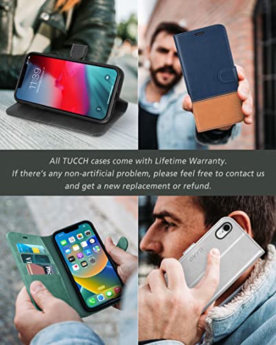 TUCCH iPhone XR Wallet Case, iPhone XR Case, Premium PU Leather Flip Cover [Shockproof TPU Shell] with Stand RFID Blocking Credit Card Slot Wireless Charging Compatible with iPhone XR 6.1, Black