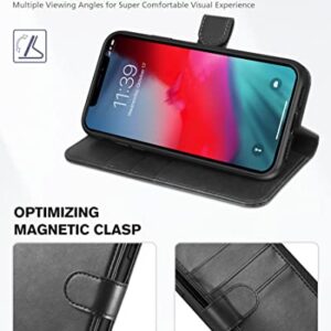 TUCCH iPhone XR Wallet Case, iPhone XR Case, Premium PU Leather Flip Cover [Shockproof TPU Shell] with Stand RFID Blocking Credit Card Slot Wireless Charging Compatible with iPhone XR 6.1, Black