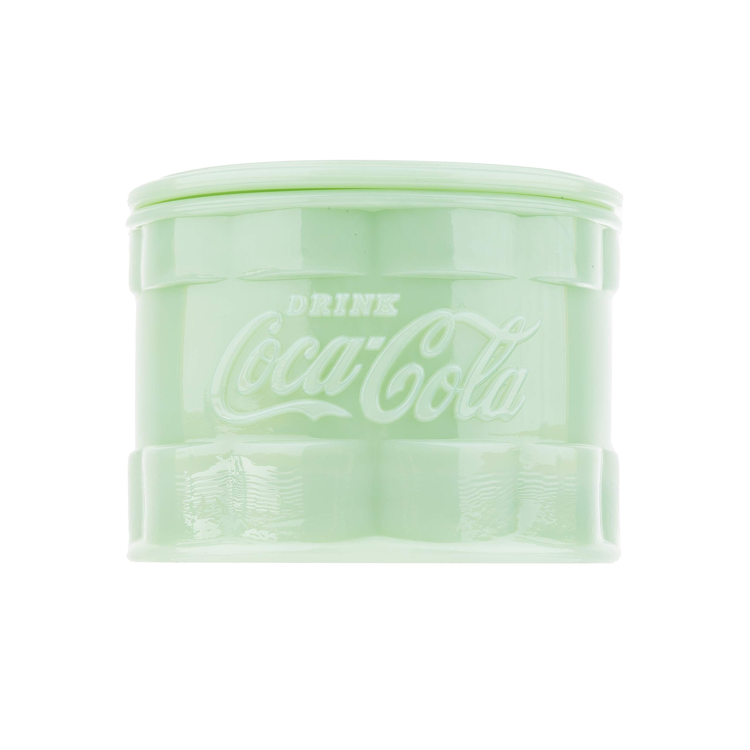 TableCraft's Coca-Cola Jadeite Salt Cellar with Lid 4.25 x 4.25 x 3.75", Green