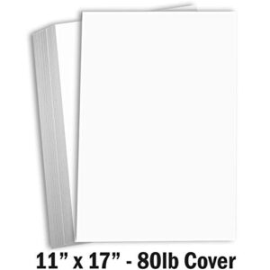 Hamilco White Cardstock Thick 11x17 Paper - Heavy Weight 80 lb Cover Card Stock 50 Pack