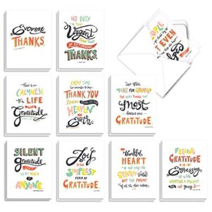 the best card company - 20 boxed thank you cards (4 x 5.12 inch) - assorted stationery set (10 designs, 2 each) - words of appreciation am9633tyb-b2x10