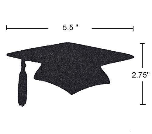 Grad Caps Confetti Black Glitter for Graduation Party Decorations Graduation Table Decor Class of 2023 High School College Graduation Party Supplies 5.5 inches (12pcs)