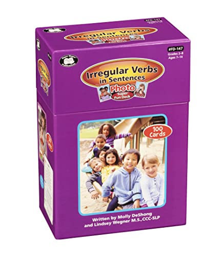 Super Duper Publications | Irregular Verbs in Sentences Photo Fun Deck Flash Cards | Educational Learning Resource for Children