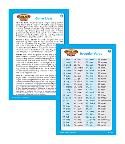 Super Duper Publications | Irregular Verbs in Sentences Photo Fun Deck Flash Cards | Educational Learning Resource for Children