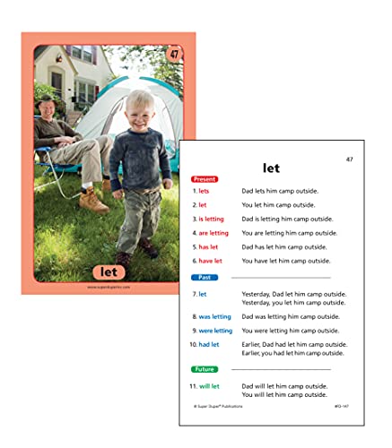 Super Duper Publications | Irregular Verbs in Sentences Photo Fun Deck Flash Cards | Educational Learning Resource for Children