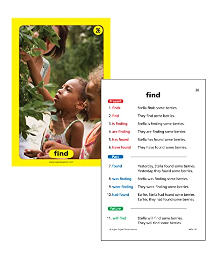 Super Duper Publications | Irregular Verbs in Sentences Photo Fun Deck Flash Cards | Educational Learning Resource for Children