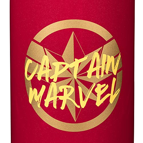 The Marvels: Captain Marvel Stainless Steel Travel Bottle, 18oz - Insulated Thermos To-go Bottle for Coffee, Water and More - Great Avengers Movie Gift for Kids, Teens and Adults