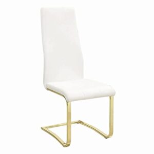 coaster furniture high back white and rustic brass (set of 4) side chair 17" d x 22.75" w x 43.75" h 190512