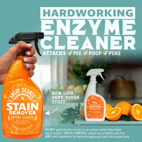 Angry Orange Stain Remover - 32oz Enzyme Pet Cleaner - Dog & Cat Urine Destroyer and Stain Remover - Citrus Spray Cleaning Solution - Puppy Supplies