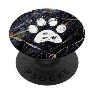 White Dog Paw Print Black PopSockets Standard PopGrip