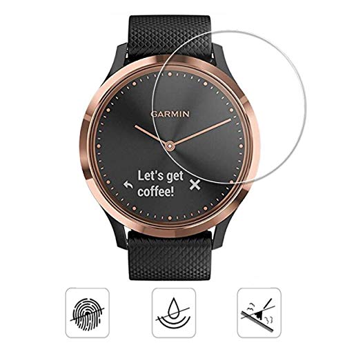 Screen Protector Compatible for Garmin Vivomove HR, 3 Pack Tempered Glass 2.5D 9H Hardness Anti Scratch Full Coverage Bubble-free Watch Protective Film