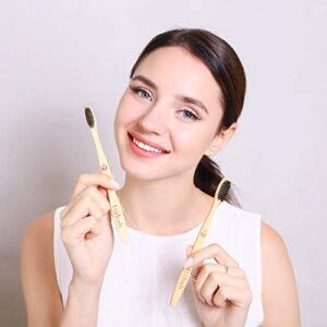 Isshah Biodegradable Eco-Friendly Natural Compostable Bamboo Toothbrushes - Pack Of 8