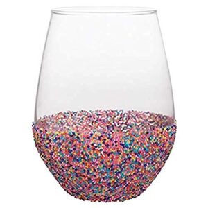slant collections wine glass gifts stemless wine glass, 20-ounce, sprinkle dip