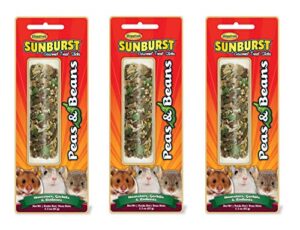 higgins sunburst gourmet treat stick, 2.5 ounces, peas and beans flavor for rabbits guinea pigs and chinchillas (3 pack)