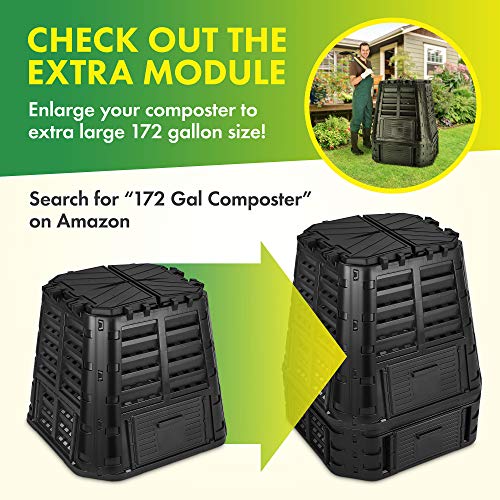 Garden Composter Bin Made from Recycled Plastic – 110 Gallons (420Liter) Large Compost Bin - Create Fertile Soil with Easy Assembly, Lightweight, Aerating Outdoor Compost Box – by D.F. Omer