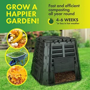 Garden Composter Bin Made from Recycled Plastic – 110 Gallons (420Liter) Large Compost Bin - Create Fertile Soil with Easy Assembly, Lightweight, Aerating Outdoor Compost Box – by D.F. Omer