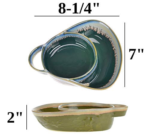 Roe & Moe Stoneware Soup & Side Bowls Set of 2 (Olive Green & Dark Teal)