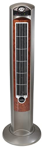 Lasko Oscillating Tower Fan, Nighttime Setting, Remote Control, Portable, Timer, for Bedroom, Home and Office, 3 Quiet Speeds, 42.5", Silverwood, T42954