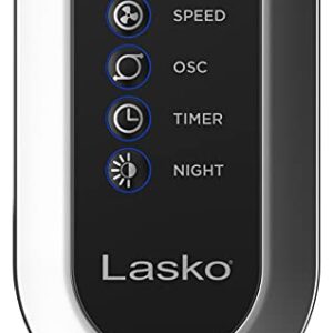 Lasko Oscillating Tower Fan, Nighttime Setting, Remote Control, Portable, Timer, for Bedroom, Home and Office, 3 Quiet Speeds, 42.5", Silverwood, T42954