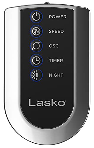 Lasko Oscillating Tower Fan, Nighttime Setting, Remote Control, Portable, Timer, for Bedroom, Home and Office, 3 Quiet Speeds, 42.5", Silverwood, T42954