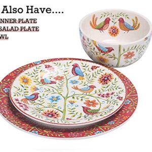 Bico Red Spring Bird Ceramic 14 inch Rectangular Serving Platter, Set of 2, for Serving Salad, Pasta, Cheese, Ham, Appetizer, Microwave & Dishwasher Safe