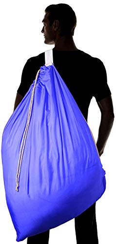 2 Pack - Nylon Travel Laundry Bags with Shoulder Strap, Machine Washable Dirty Clothes Organizer, size: 30" x 40" Easy fit a Laundry Hamper or Basket, Made in USA (color: Royal Blue), made in USA.