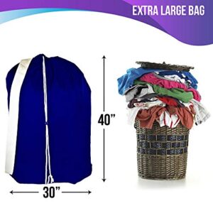 2 Pack - Nylon Travel Laundry Bags with Shoulder Strap, Machine Washable Dirty Clothes Organizer, size: 30" x 40" Easy fit a Laundry Hamper or Basket, Made in USA (color: Royal Blue), made in USA.