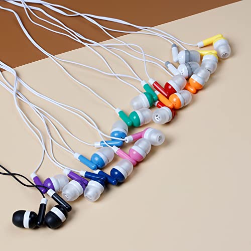 OSSZIT Kids Bulk Earbuds 30 Pack Wholesale Earbuds Headphones Bulk Perfect for School Classroom Libraries Students Multi Colored Individually Bagged