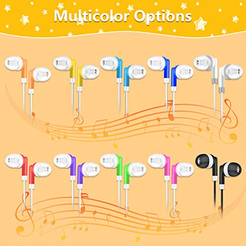 OSSZIT Kids Bulk Earbuds 30 Pack Wholesale Earbuds Headphones Bulk Perfect for School Classroom Libraries Students Multi Colored Individually Bagged