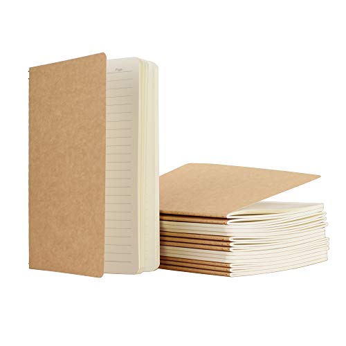 TWONE 15 Packs Kraft Notebook Ruled Pages Kraft Brown Cover Pocket Journal Notebooks for Traveler Diary Note-Taking Ruled 60 Pages/30 Sheets (5.5" x 8.25")