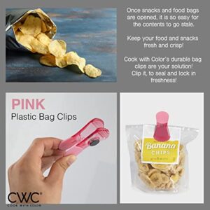 COOK WITH COLOR 10 Pc Bag Clip with Magnet- Chip Bag Clip, Sealing Food Clips, Plastic Clips for Food and Kitchen Storage, Chip Clip and Snack Bag Clips, Fridge Clips - Pink