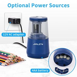 JARLINK Electric Pencil Sharpener, Heavy-Duty Helical Blade to Fast Sharpen, Auto Stop for No.2/Colored Pencils(6-8mm), USB/Battery Operated in School Classroom/Office/Home (Blue)