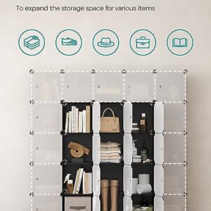 SONGMICS Cube Storage with Door, Set of 12 Plastic Cubes, Closet Storage Shelves, DIY Plastic Closet Cabinet, Modular Bookcase, Shelving with Doors for Bedroom, Living Room, Black and White ULPC34HV1