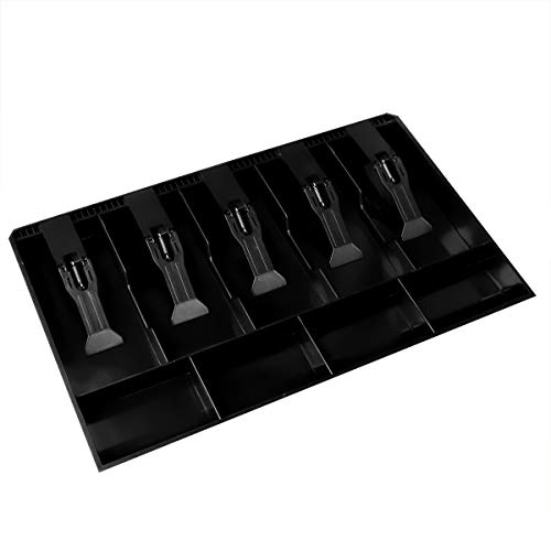 Cash Money Tray Replacement 5 Bill/ 4 Coin Drawer Register Insert Tray Storage Case with Plastic Clip(5 Bill/4 Coin-Black)